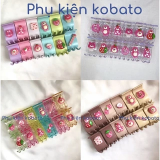 Set 12 kẹp tóc càng cua bằng nhựa loại 5 răng,3 răng, kẹp tóc gấu dâu hồng Lotso xinh xắn