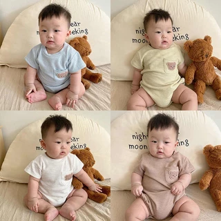 Bộ Áo Liền Quần Vải Cotton Mỏng In Hoạt Hình Dễ Thương Thời Trang Mùa Hè Cho Bé Từ 0-3 Tuổi