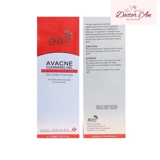 [CHÍNH HÃNG] AUVI AVACNE CLEANSING GEL OIL CONTROL FORMULA 150g sữa rửa mặt cho da dầu mụn BS DA LIỄU AN