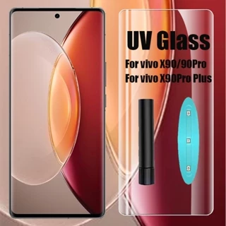 Kính Cường Lực UV Cho VIVO V30e V40 V30 V30 Pro X90 X80 X70 Pro Plus Y200 Pro Full Keo Cong Bảo Vệ Màn Hình Cho VIVO V29 V27 Pro Kính Bảo Vệ