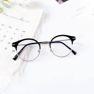 Gọng kính cận nam nữ Kihu Eyewear mắt kính tròn chống ánh sáng xanh gọng kim loại phối nhựa cao cấp thời trang YS 9238