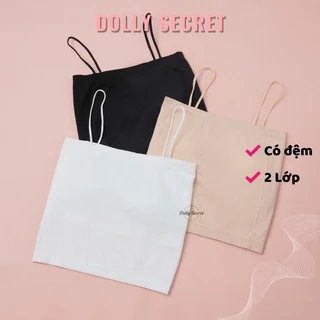 Áo hai dây nữ quây ngực có mút ngực chất len tăm cao cấp thoáng khi dáng croptop dài DOLLY SECRET A19