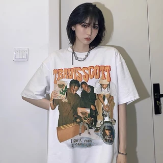 Áo phông nữ form rộng travis scott - Áo thun unisex nam nữ tay lỡ  phong cách Ulzzang