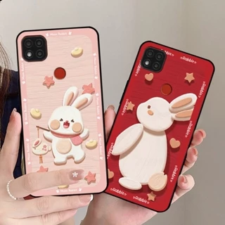 Ốp lưng Xiaomi Redmi 9C in hình caro đỏ, thỏ hồng may mắn, lovely rabbit