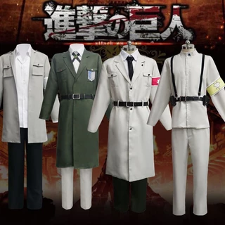 Anime Attack on the Titans Cosplay Costume Investigation Corps Full Set Uniforms Army Green Coat Jackets Eren Jaeger Gray Suit Halloween Outfit Reiner Braun Marley Suit Shingeki No Kyoji Final Season Marley Solider Uniform Falco Grice Allen Yeger