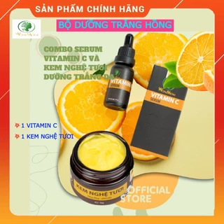 Bộ dưỡng trắng hồng, mịn màng da mặt WONMOM - Serum vitamin C + kem nghệ tươi - An toàn mẹ bầu & sau sinh - Chính hãng