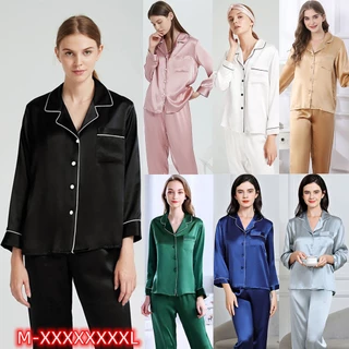 Bộ Đồ Ngủ 2 Món Áo Cardigan Tay Dài Phối Quần Dài Lưng Thun Thoải Mái Nhiều Màu Sắc Lựa Chọn S-8XL Cho Nữ