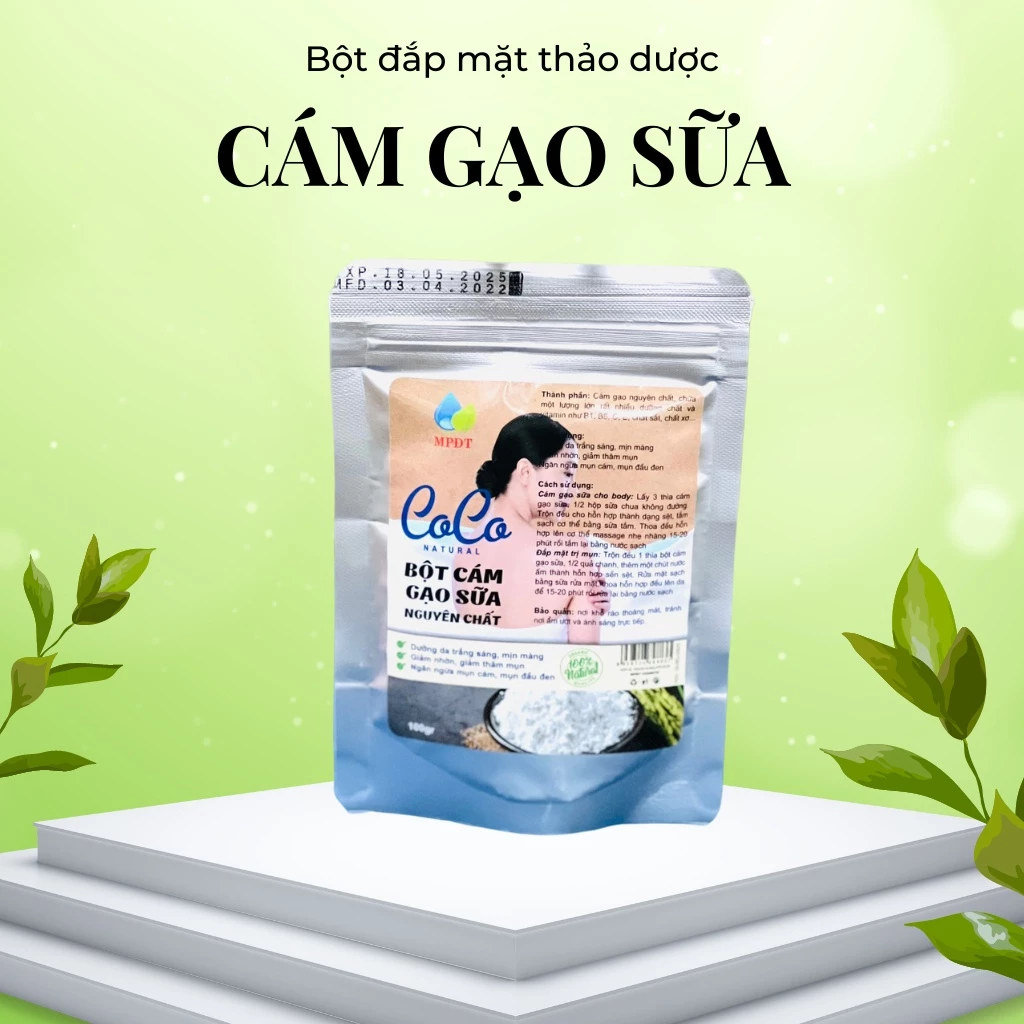 Bột cám gạo sữa hữu cơ CoCo nguyên chất làm đẹp dưỡng da bột cám gạo sữa non rửa mặt tẩy da chết cho da