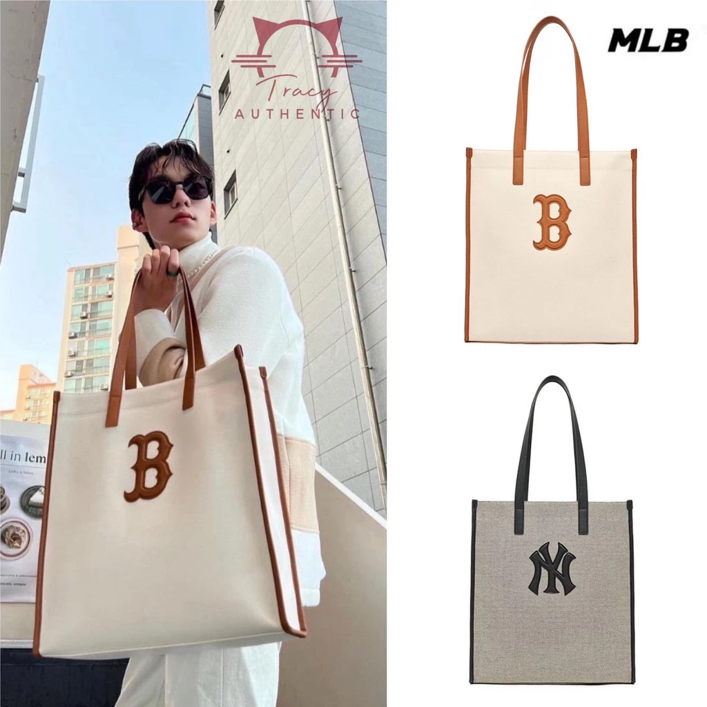 (CHÍNH HÃNG) Túi Tote MLB Canvas Basic Viền season 2023 Bản mới unisex Nam nữ thời trang tiện dụng