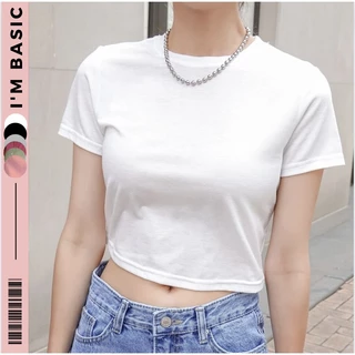 Áo Croptop Baby Tee Tay Ngắn Cổ Tròn Vải Cotton Đẹp Thun Co Giãn Tốt Thoáng Mát Phong Cách Hàn Quốc I'm Basic (ANT02)