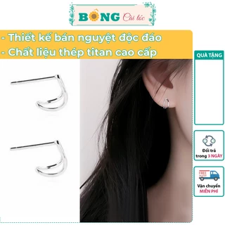 Bông tai titan unisex hình bán nguyệt cá tính phong cách Hàn Quốc BT150 - khuyên tai BÔNG Cài Tóc