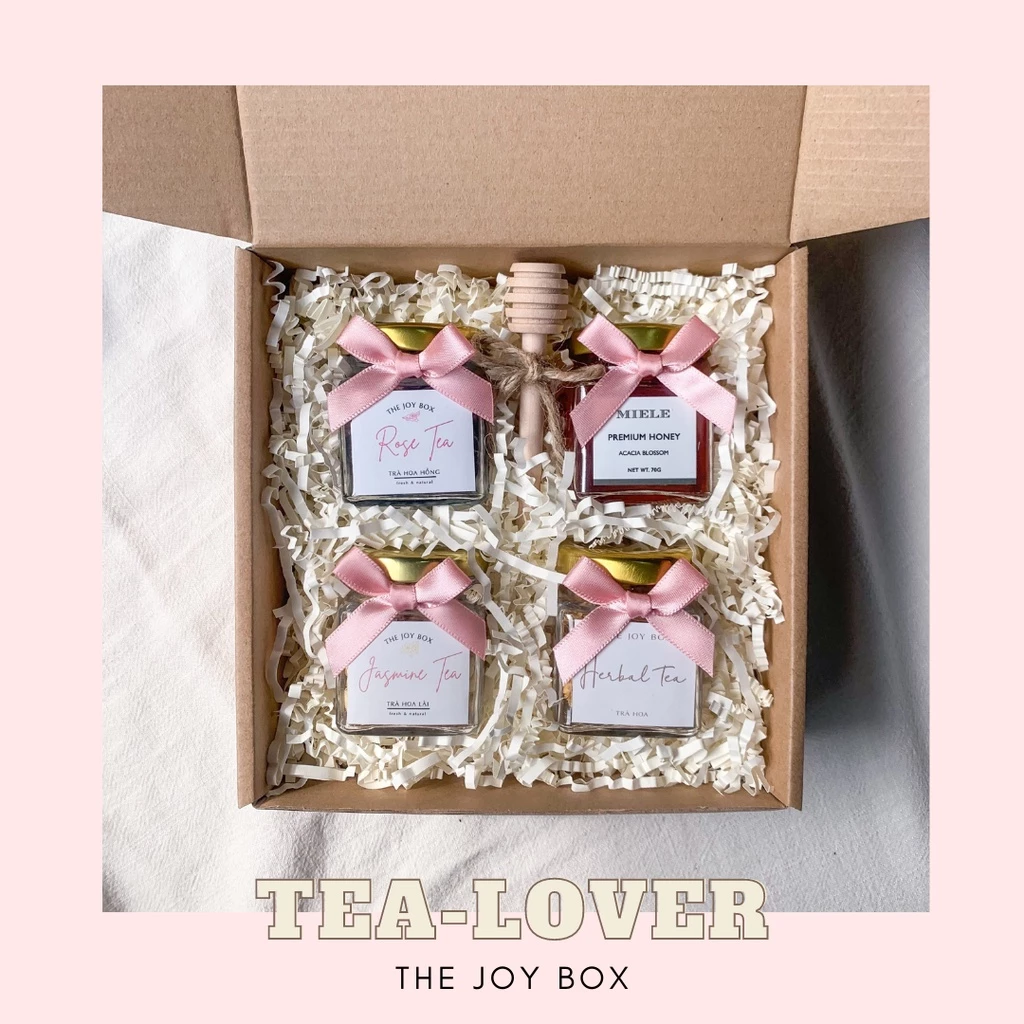 [Quà tặng mẹ, bạn gái] TEA-LOVER , Quà tặng chủ đề sức khỏe, mật ong, các loại trà mini size THE JOY BOX