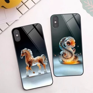 Ốp kính Iphone X / XS / XR / XS MAX hình 12 con giáp cute dễ thương đẹp lung linh