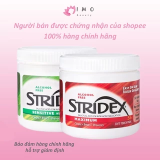 Stridex Anti-Acne Wipes Salicylic Acid 0,5% / 2%  BHA làm giảm mụn đầu đen