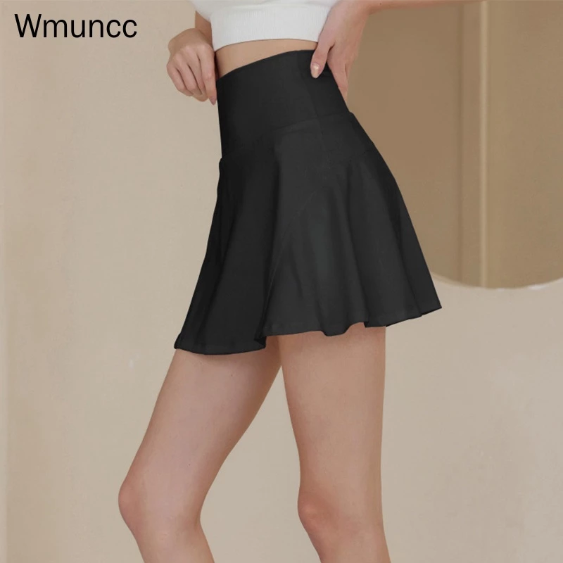 Wmuncc 2026 Chân Váy Xếp Ly Lưng Cao Giả Hai Lớp Dùng Tập Thể Thao