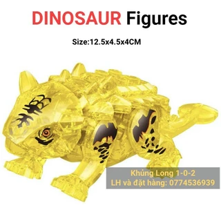 Đồ Chơi Khủng Long Ankylosaurus 2023 Nhỏ Trong Suốt Màu Vàng Dài 12.5cm x Cao 4.5cm Jurassic World Hãng Lele