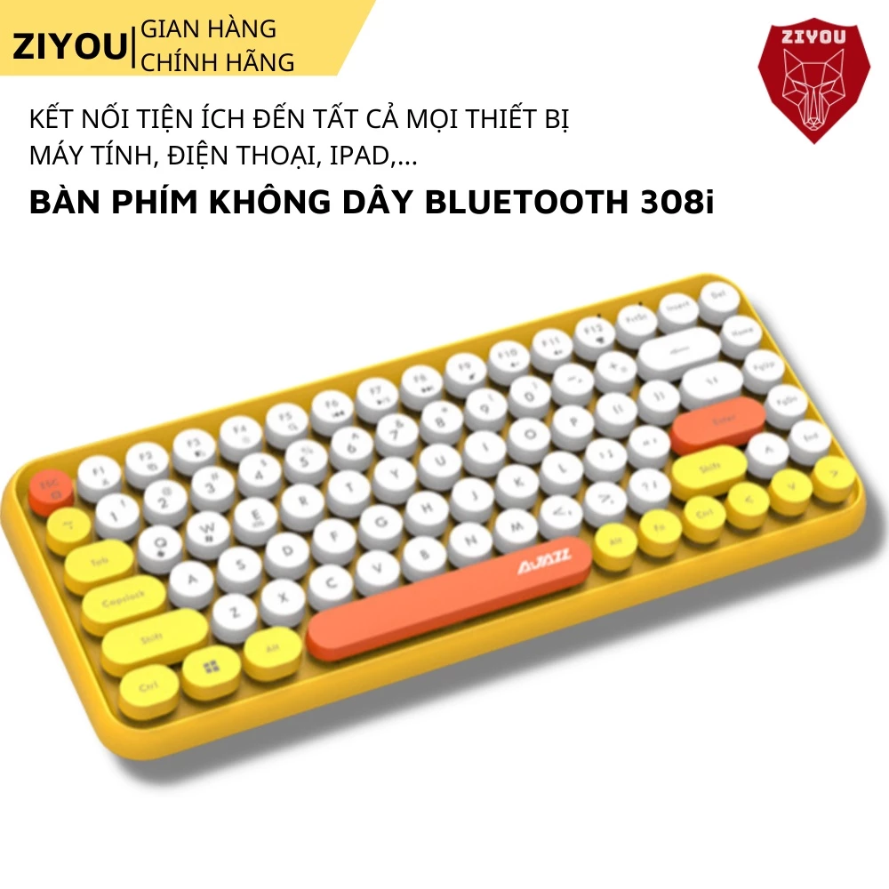 Bàn Phím Bluetooth ko dây ZIYOU 308i Bản Nâng Cấp 2025 Thiết Kế Mỏng Cực Đẹp,Tương Thích Máy Tính,ĐT,tablet táo