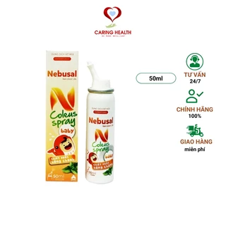 Dung dịch xịt mũi húng chanh Nebusal Coleus Spray 1.3% chai 50ml - giúp giảm nghẹt mũi, sổ mũi cho mọi lứa tuổi