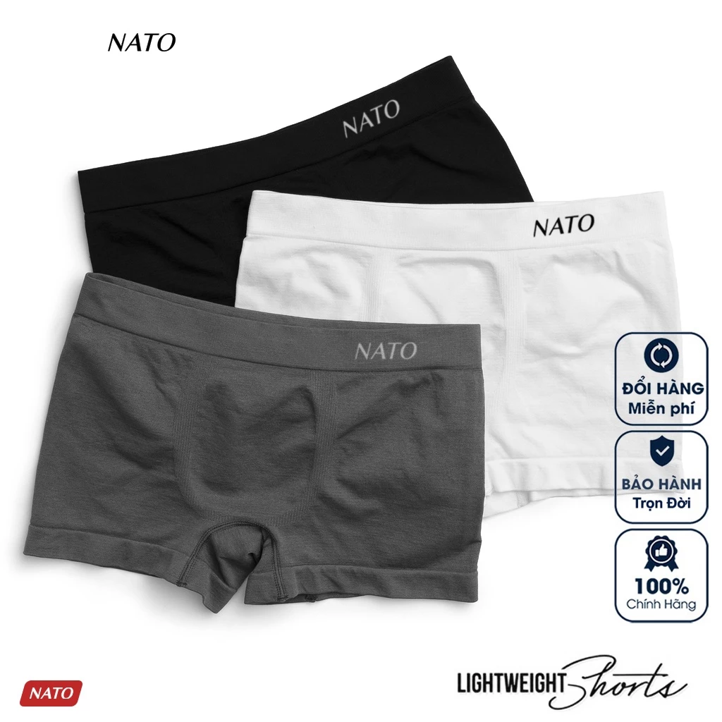 Quần Lót Nam Nato Amide Vải Lụa Cao Cấp Màu Trơn Form Boxer Đùi Thoáng Mát Không Đường May 230Gsm