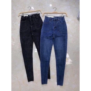 [Bigsize 60-98kg] Quần Jean Nữ Skinny Xanh Nhạt Túi Nổi Cạp Cao Trên Rốn Co Giãn Mạnh. Chất Jean Mềm