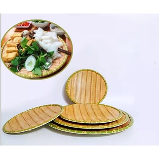 [CÓ BẢO HÀNH] Đĩa Phíp Giả Tre Đan - Mẹt Đựng Đồ Ăn Hình Tròn(20cm,23cm,25cm,30cm,35cm)