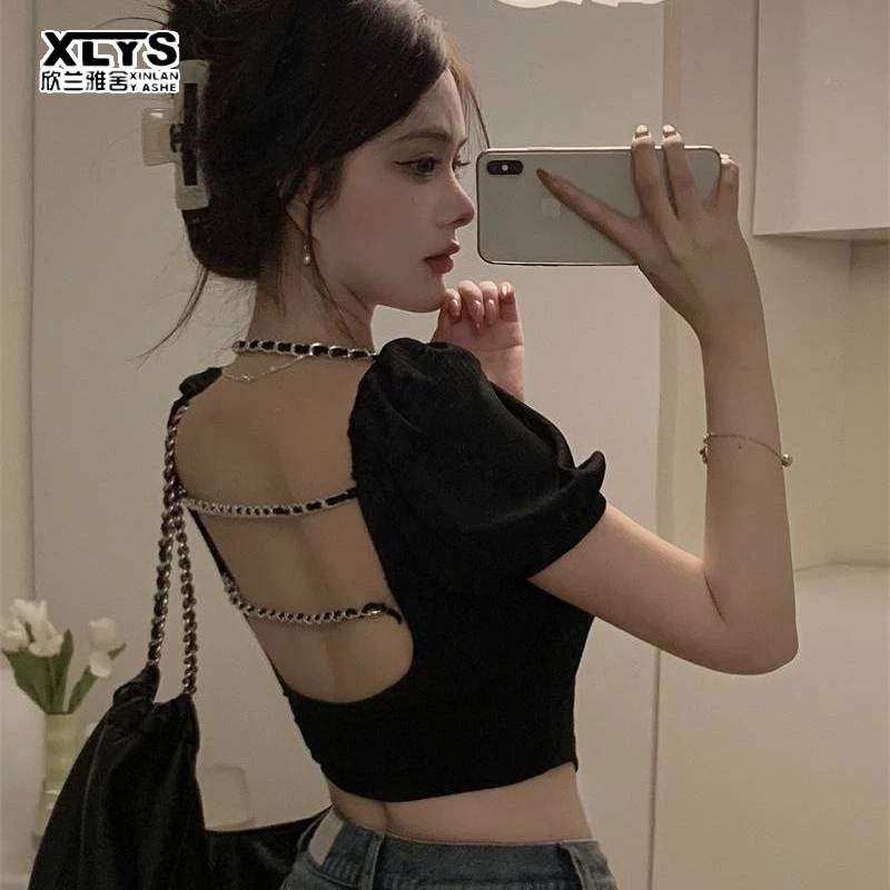 Áo thun croptop XINLANYASHE thời trang Hàn Quốc 2023 cho nữ