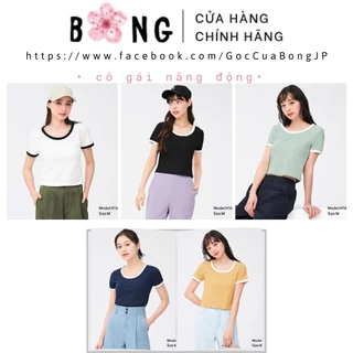 Áo thun tăm dáng croptop viền cổ - Mã 340041