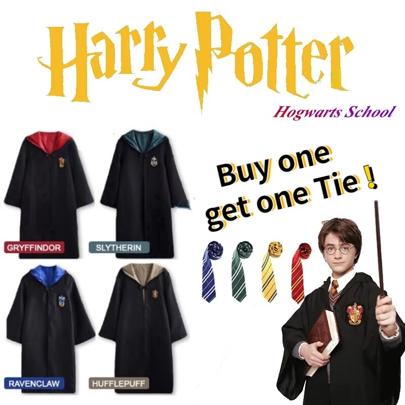 Bộ Áo Choàng Hóa Trang Harry Potter 2 Món Cho Bé Và Người Lớn