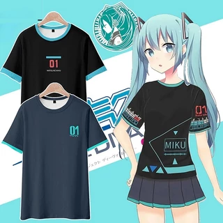 Set Áo Thun Ngắn Tay Và Quần Short Họa Tiết Anime Hatsune Miku Cho Nam Và Nữ