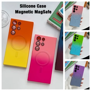 Silicone case ốp lưng điện thoại cho Samsung Galaxy S23 Plus S23 Ultra Ốp Lưng Hỗ trợ sạc không dây Giá Đỡ Từ Tính Chống Sốc Cho S22 S21 Plus Ultra