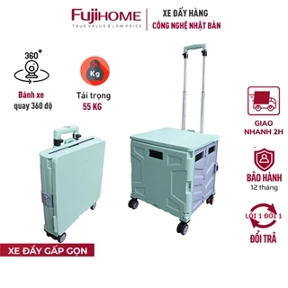 Xe kéo hàng gấp gọn 4 bánh 65L Nhật Bản Fujihome, xe đẩy hàng hộp vali xếp gọn đi chợ đa năng siêu thị ô tô