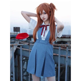 EVA cosplay  Japanese Anime Evangelion Asuka Langley Soryu Tokyo Ayanami Rei Costume School Uniform Halloween Blue  cos Clothing