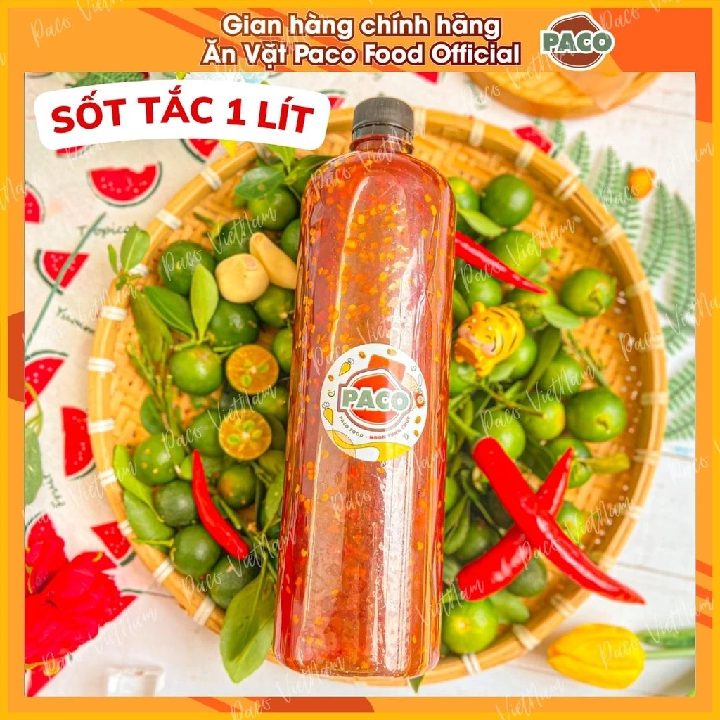 chai siêu khổng lồ tận 1 lít sốt tắc ăn kèm bánh tráng PACO FOOD chuẩn vị organic nhà nấu ngon chất lượng