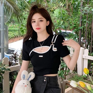 ÁO KIỂU KHOÉT TRƯỚC TAY NGẮN CROPTOP XINH XALO3