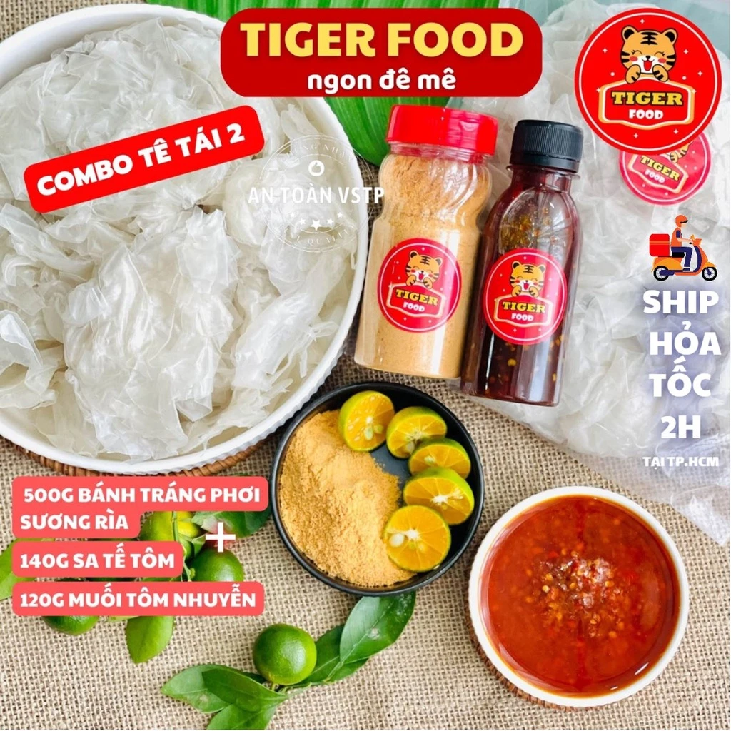 Bánh tráng phơi sương rìa + Sa tế + Muối nhuyễn TIGER FOOD Siêu phẩm bánh tráng muối nhuyễn sate tắc Ngon TÊ TÁI