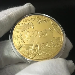Đồng xu vàng tuổi Hợi - Tiền xu phong thủy may mắn