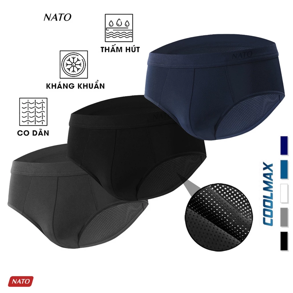 Quần Lót Nam Nato Brief Thun Lạnh Cao Cấp Màu Trơn Dáng Tam Giác Có Lỗ Thoáng Khí Mát Mẻ Không Viền
