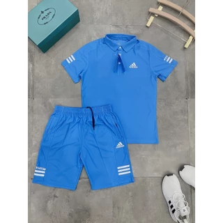 MinStore - Bộ adidas nam cổ bẻ co giãn thấm hút mồ hôi, Bộ thể thao adidas nam quần đùi áo cộc hàng VNXK