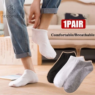 1 Đôi Vớ Cotton Mỏng Vô Hình Thoáng Khí Thoải Mái Màu Trắng Đen Xám Dành Cho Nam