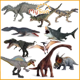 Đồ chơi Jurassic World mô hình khủng long bạo chúa Indominus T Rex, Spinosaurus, Mosasaurus, tê giác ăn cỏ MySun