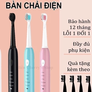 Bàn chải đánh răng, Bàn chải điện 5 chế độ bản cao cấp công nghệ rung sóng âm cao cấp tặng kèm 4 đầu bàn chải