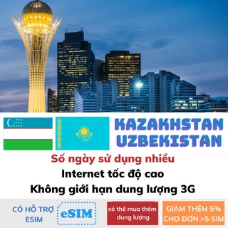 Sim du lịch Kazakhstan Uzbekistan tốc độ cao 4G không giới hạn dung lượng