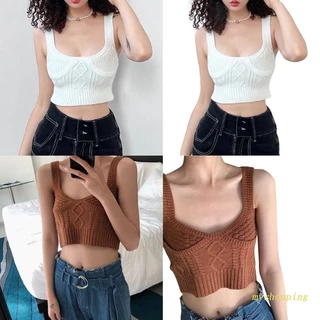 Áo Croptop Dệt Kim Sát Nách Cổ Vuông Thời Trang Mùa Hè Cho Nữ