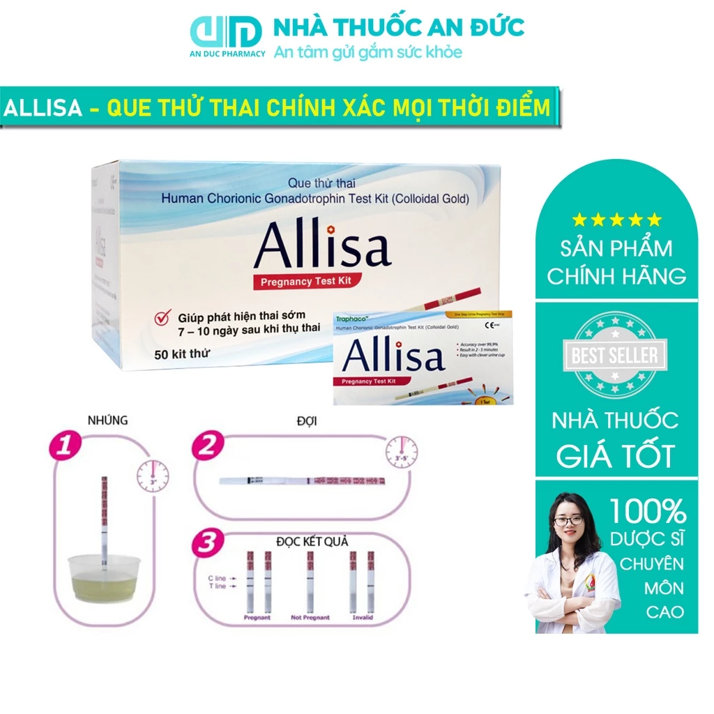 Que Thử Thai Alisa Traphaco -Nhanh Chóng Chính Xác Allisa (Hộp 1 Que) - Nhà thuốc An Đức