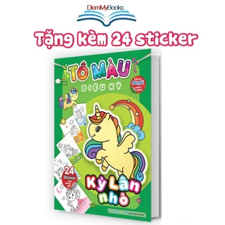 Sách- Tập Tô Màu Kỳ Lân Nhỏ Diệu Kỳ Tặng kèm 24 Sticker Dễ Thương Dành Cho Bé Mẫu Giáo Tiểu Học