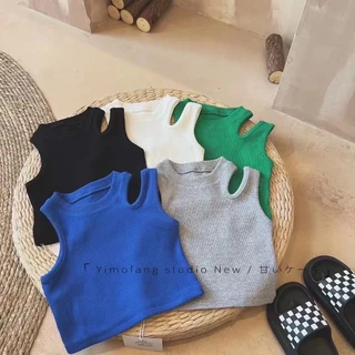 Áo Tank Top Sát Nách Màu Trơn Chất Liệu Cotton Thời Trang Mùa Hè Cho Bé Gái