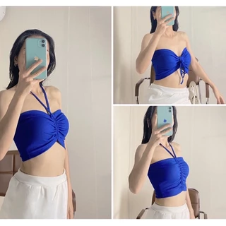 Áo ống dây rút sexy có mút ngực áo croptop kiểu yếm cột dây Thuncastore A1861