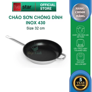 Chảo chống dính 3 đáy từ inox 430 Fivestar Standard - sử dụng bếp từ -gas-hồng ngoai 32cm