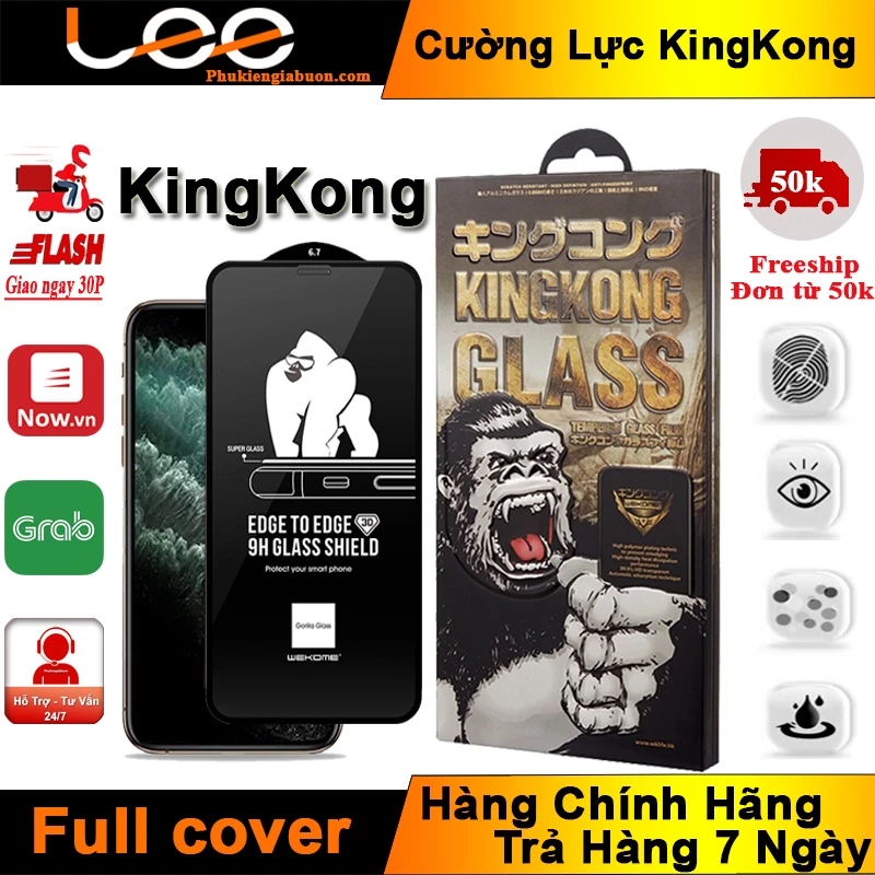 Kính Cường Lực iPhone KingKong full màn 7plus/8plus/x/xs/xsmax/11/12/13/14/pro/promax