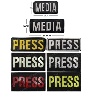 Press IR Patch Biểu tượng phản quang hồng ngoại Huy hiệu chiến thuật Truyền thông Nhà báo Phóng viên Appliques